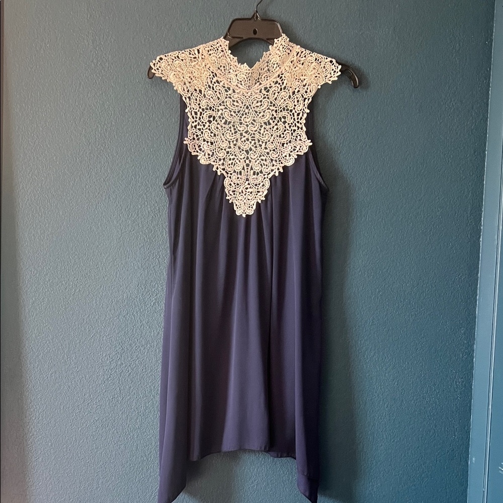 Love Culture Navy and Cream Asymmetrical Dress
